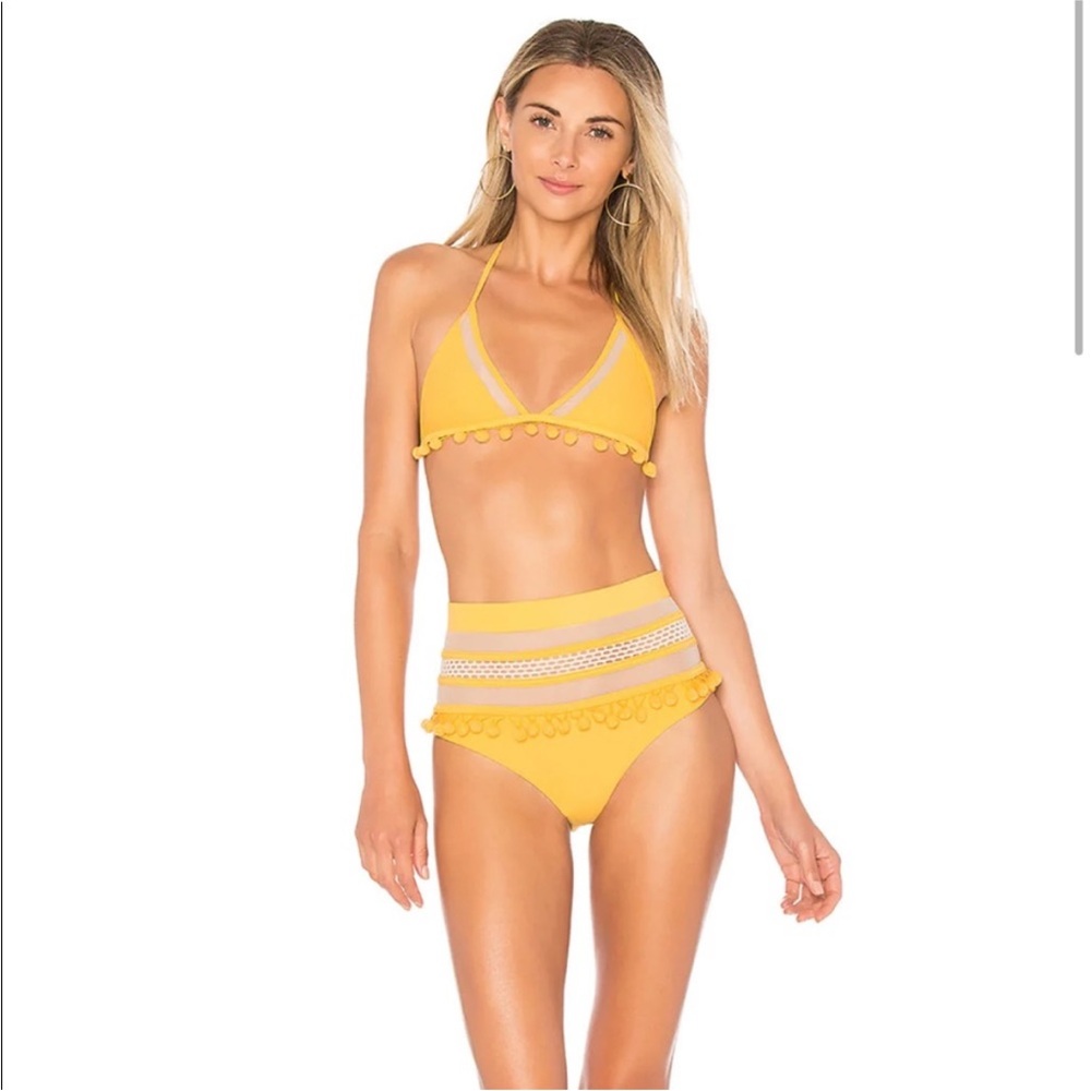 Tularosa Confetti Yellow Nina Pompom Swim Bikini Top size XS - Picture 2 of 6